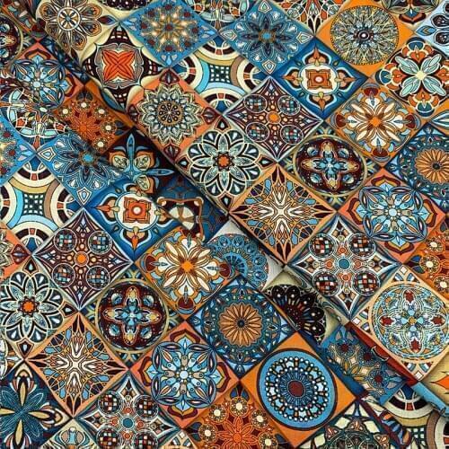 Beautiful 100% Cotton Fabric Colour Bottom Totem Pattern Fabric Digital Print Sewing Material DIY Home Patchwork Dress Clothing