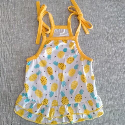 Summer Printed Suspender Skirt Pineapple Sunflower Dog Clothes For Small Dogs Ruffles Cat Dress For French bulldog Chihuahua