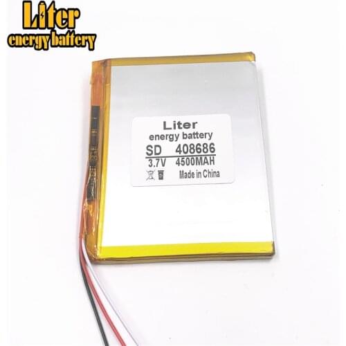 Li-Po 3 wire 3.7V 4500mAH 408686 408586 408585 Polymer lithium ion / Li-ion battery for tablet pc Liter energy battery