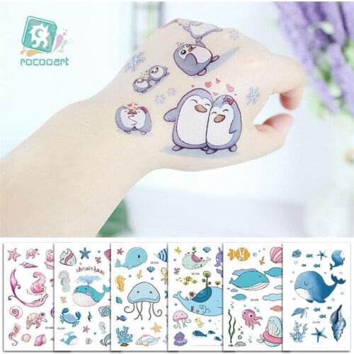 Cute Ocean Fish Design Water Transfer Waterproof Temporary Tattoo Stickers For Boy Girl Children Gift Fake Tattos
