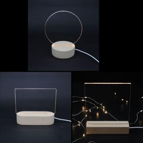 Handmade 3D Acrylic Carving Wood LED Display Base Warm Night Lighted Base Crystal Art Glass DIY Carving Night Light Base