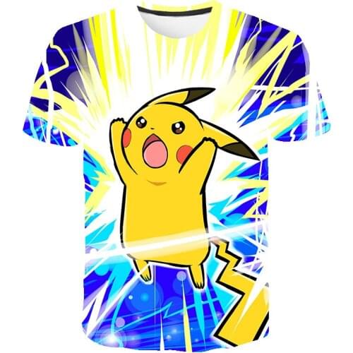 4t-14t 3D Baby Childrens Wear Poke T Shirt Kids Japan Anime Aesthetic Pika Boys Clothes Summer Tops Fashion Casual Camisetas