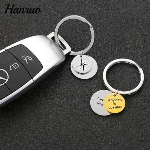 Personalized Custom Name Keychain Stainless Steel Key Chain Anti-lost Car Keyrings For Men Dad Boyfriend Gifts Custom Key Ring