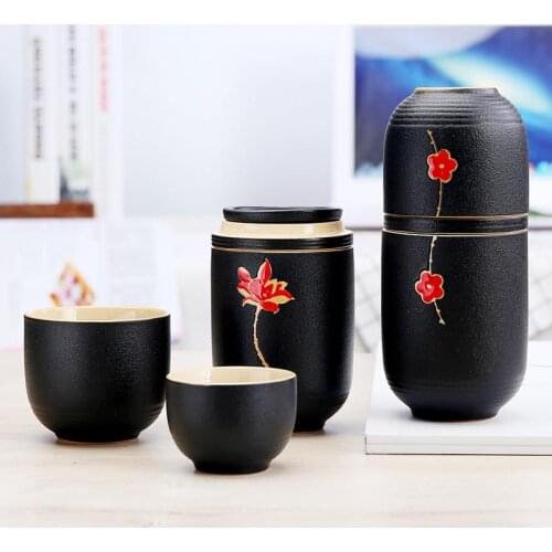 Portable Ceramic Teapot Gaiwan Teacups Handmade Travel Office Concentric Cup Chinese Kung Fu Tea Set Water Bottle Travel Bag New