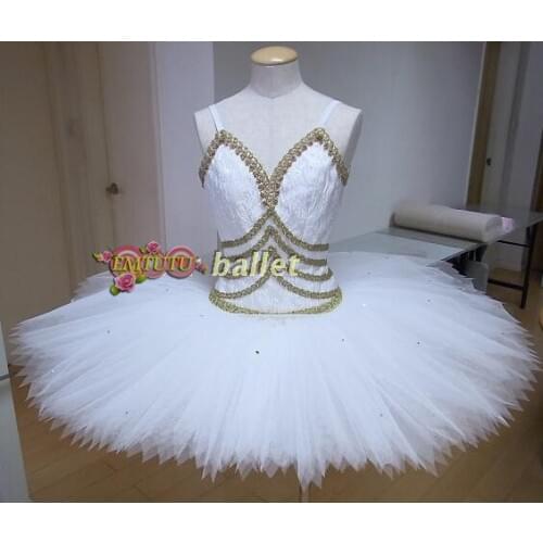 White Swan Lake Professional Ballet Tutu Costume Snow White Ballet Costume Dress Ballerina Performance Pancake Tutu Skirt