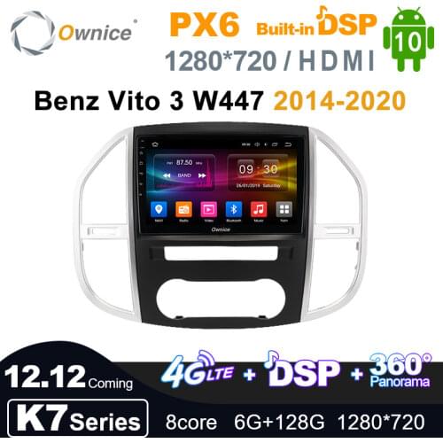 PX6 IPS 1280*720 Ownice Android 10.0 Car Radio 2din for Mercedes Benz Vito 3 W447 2014-2020 Car Auto Audio Video System Unit