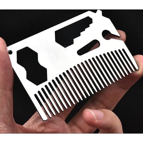 Stainless Steel Mini Hair Combs Multi-purpose Men Beard Comb Hairdressing Styling Comb, Household Kitchen Bottle Opener Tools