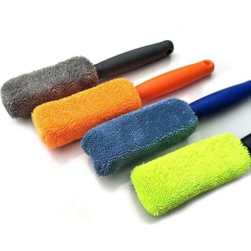 Car Wash Portable Microfiber Wheel Tire Rim Brush Car Wheel Wash Cleaning For Car With Plastic Handle Auto Washing Cleaner Tools