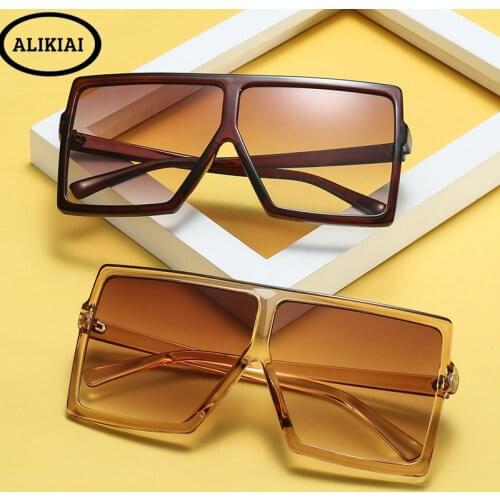Big Frame Gradient Shades Oversized Sunglasses Square Brand Designer Vintage Women Fashion Sun Glasses Oculos De Sol UV400
