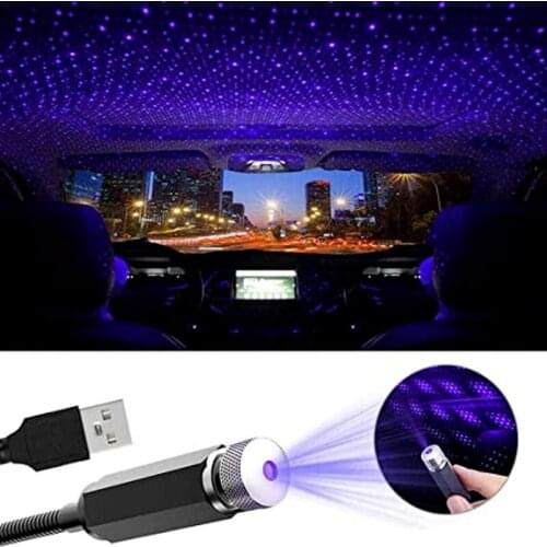 USB Car Roof Star Night Light Adjustable USB Flexible LED Romantic Atmosphere Projector Lamp for Car Ceiling Bedroom Decoration