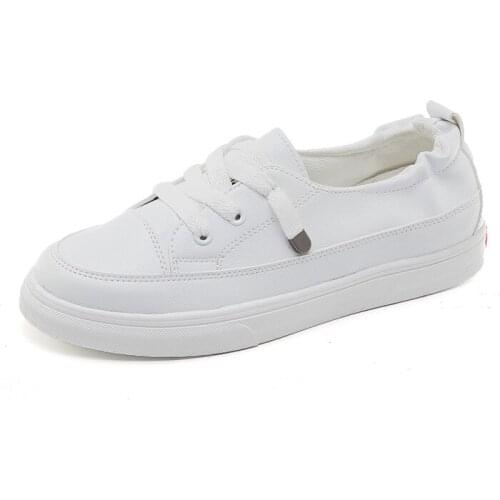 2019 Women Spring Autumn New Designer PU Leather White Shoes Female Platform Sneakers Tenis Feminino Casual Female Shoes T1-28