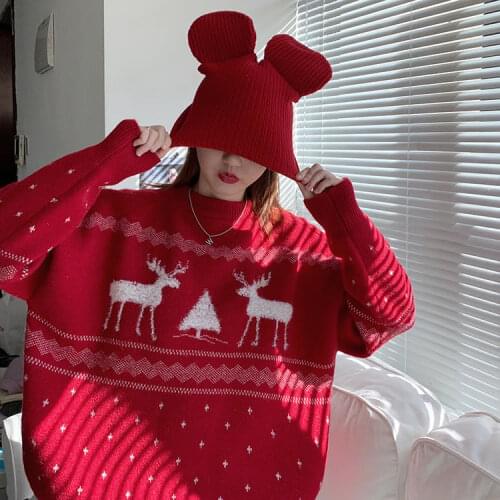 Woman Sweaters Chandails Autumn Winter Christmas Inner Wear Female Loose Outer Wear Pullover Knitting Sweater