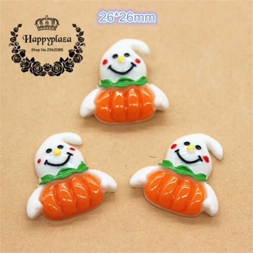 10pcs Resin Halloween Pumpkin Ghost Flatback Cabochon Miniature Art Supply Decoration Charm Craft DIY,26*26m