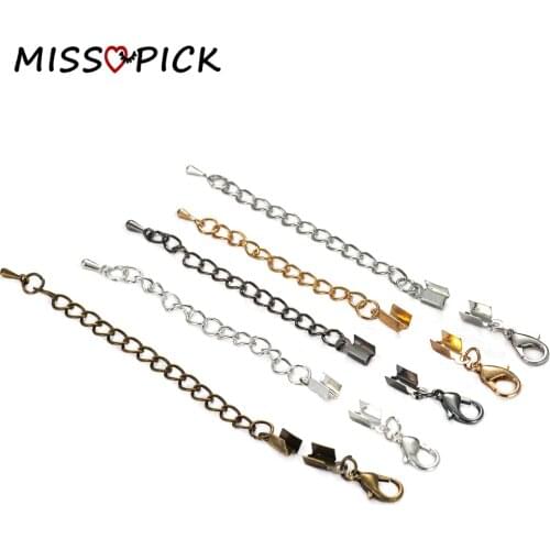 10pcs Cord End Fastener Clasps Extension Tail Chain Lobster Clasp Hook Connector For Jewelry Making Bracelet Necklace Supplies