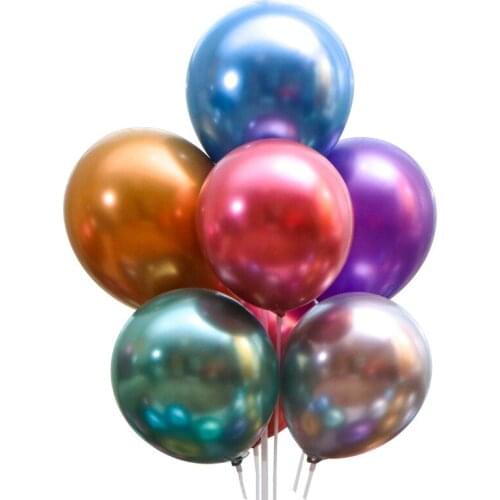 100Pcs 10 Inch Metallic Color Latex Balloons Thick Chrome Helium Air Glossy Metal Pearl Balloon Globos for Party Decor