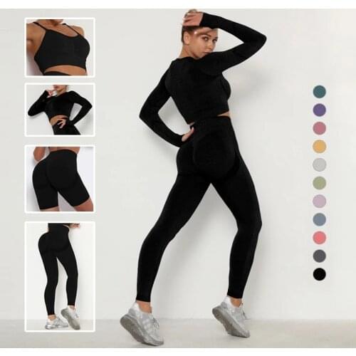 2/3/4PCS Seamless Yoga Set Women Gym Clothing High Waist Leggings Shorts Women Sportswear Sports Bra T-shirt Workout Gym Set