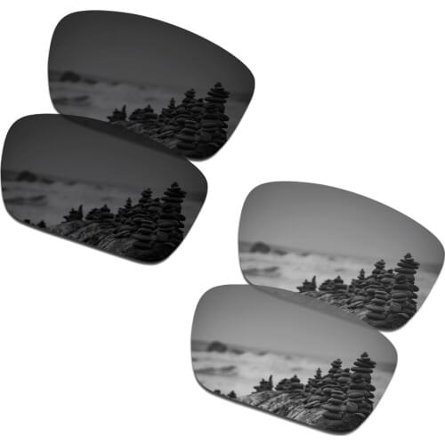 SmartVLT 2 Pairs Polarized Sunglasses Replacement Lenses for Oakley Fuel Cell Stealth Black and Silver Titanium