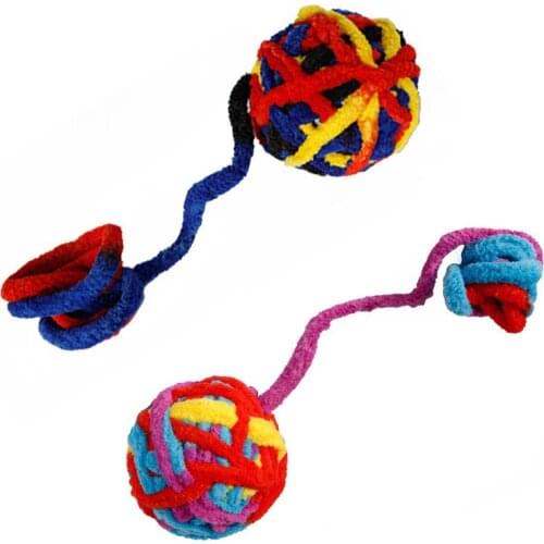 2pcs Long Tail Ball Pet Toy Fuzzy Wool Ball Toy Colorful Rope Ball Cat Toys Teaser Cat Supplies
