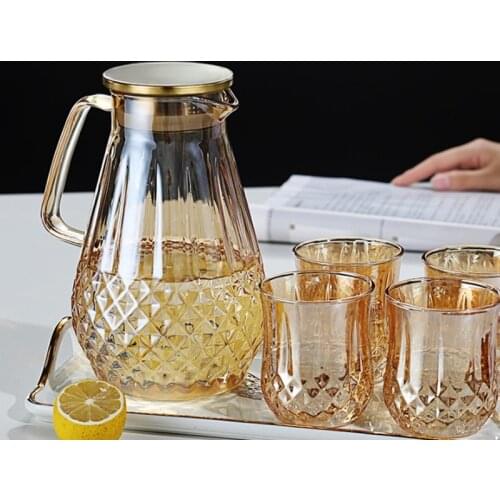 2000ML large capacity heat-resistant glass teapot Champagne color explosion-proof kettleHousehold juice coffee kitchen supplies