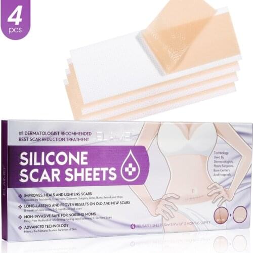 4Pcs/Box Silicone Gel Strips Patch Silicone Scar Sheets Reusable Silicone Scar Removal Patch Remove Trauma Burn Scar