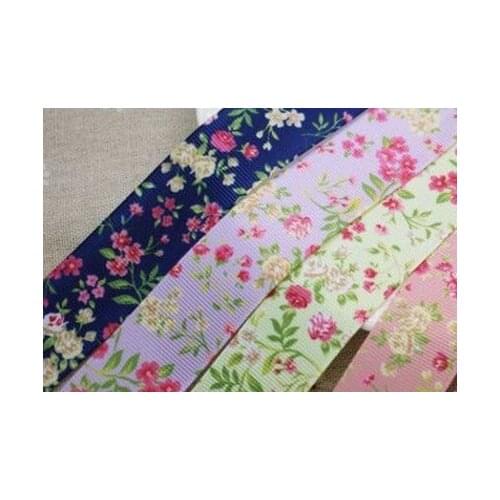 Promotion! Pretty 5 Meters Spring Garden Flowers Printed Ribbon Set Webbing Satin Cartoon Hairbow Ribbon