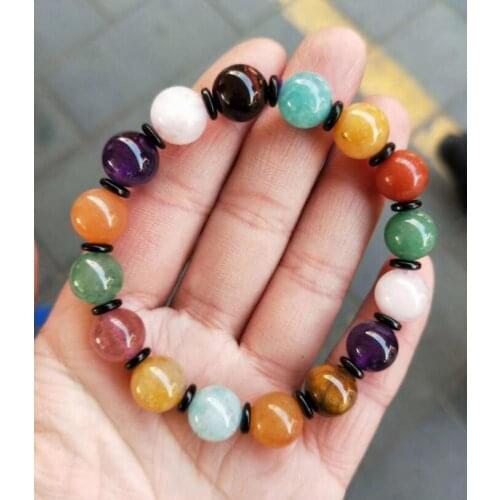 Free shipping Noble jewelry Natural 11-12mm mix Quartz crystal stone Beads Bracelet