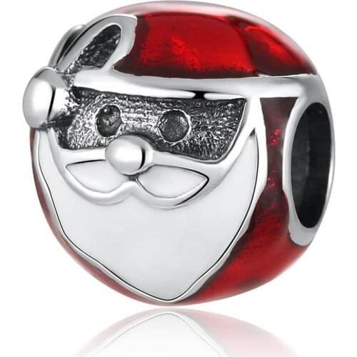Authentic S925 Silver Beads fit Pandora Bracelet Bangle Mixed Enamel Jolly Santa Charms For Women DIY Jewelry Making