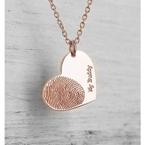 Pure Handcraft, Custom Fingerprint Pendant, Love Necklace, Stainless Steel Personalized Womens Fashion Jewelry