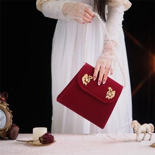 Designer Womens bag vintage Small Square Bag 2020 red Velvet Women Handbags Cupids Arrow Chain Female Shoulder Messenger Bag