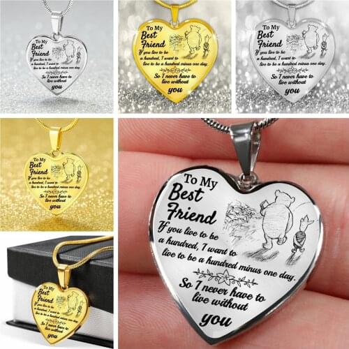 To My Best Friends Love Heart Pendant Necklaces Gifts for Sisters Best Birthday Gift