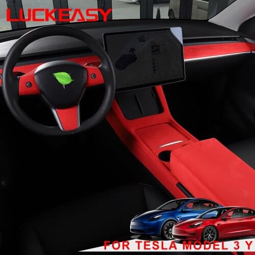 For Tesla Model 3 Y 2021 interior supplies door armrest central control instrument suede suede anti-dirty pad for car model3
