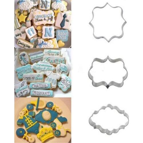 Sugar Biscuit Mold 1Pcs Plaque Cutter Cookies Frame DIY Cake Oval Square Rectangle Fancy Stainless Cookie Mold Stamp Pastry Tool