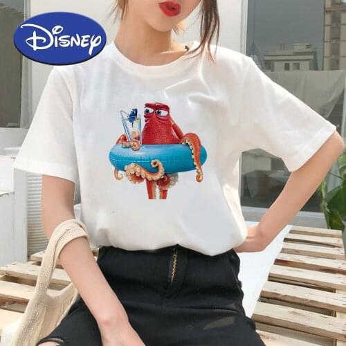 Disney Finding Nemo Fine Printed Women T-Shirt Hank and Dory Funny Cute Cartoon Girl Clothes Fashion Streetwear Crewneck Summer