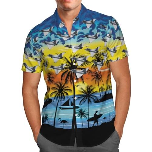 Fighter 3D Full Printed Beach Hawaiian 2021 Summer Shirt Short Sleeve Shirt Streetwear Oversized 5XL Camisa Social Chemise Homme