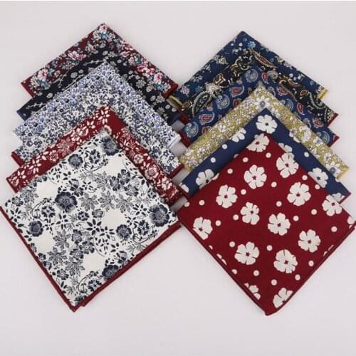 GUSLESON Explosion Style Mens Paisley Handkerchief Cotton Pocket Floral Pocket Square Business Chest Scarf Hanji Gentlemen Suit