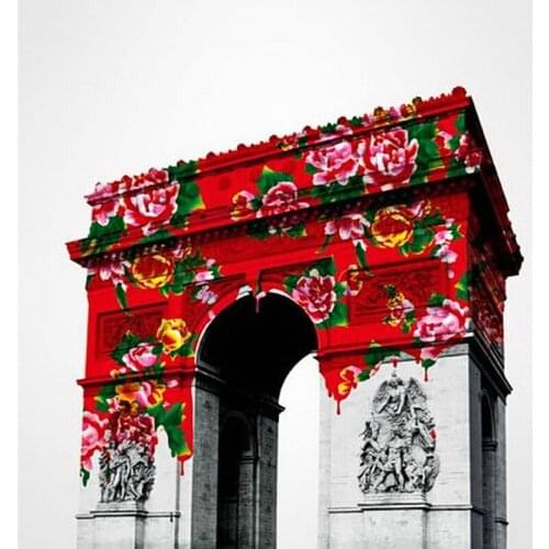 Handmade painting triumphal arch with Chinese characteristics on oil canvas for home decor and wallpaper, gallery