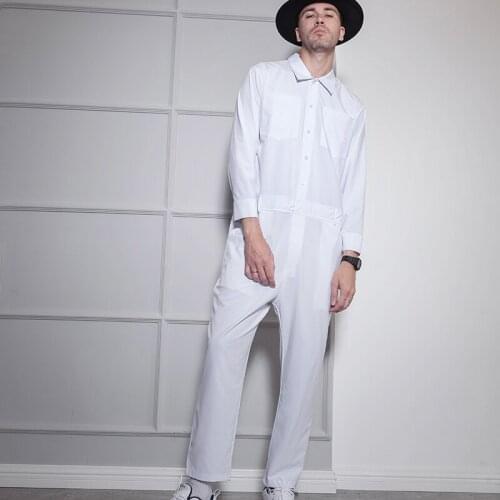 Overalls, jumpsuits, Korean mens version, plus-size, slimming, loose-fitting couples, one-piece stage wear, casual running, men