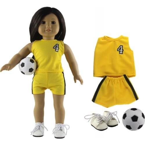 4in1 Set Doll Clothes Top+shorts+shoes+football Fashion Casual Wear Outfit for 18"American Doll
