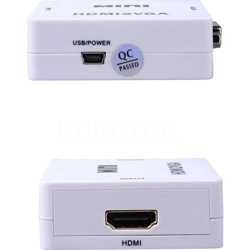 Kebidu VGA Converter With Audio 1080P Adapter Connector For PC Laptop to HDTV Projector HDMI-compatible to VGA Converter
