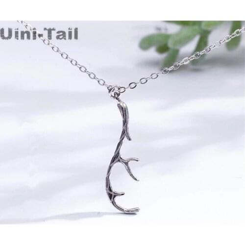 Uini-Tail hot new 925 sterling silver small fresh black antler necklace literary simple fashion sweet trend jewelry ED056