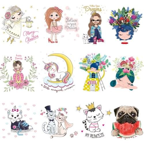 Diy Cartoon Patch Iron On Patches Girl Rose Stickers For Clothes Ironing Patches Badges For Clothes Washable Transfer Appliques