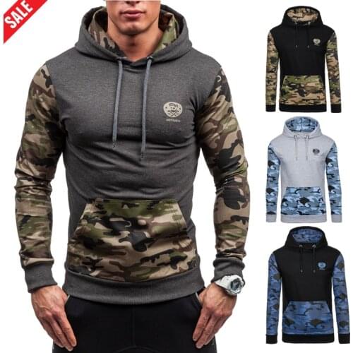 Men Casual Sweatshirts Camouflage Pullover Top Harajuku 2021 Streetwear Spring Mens Brand Sweatshirts Patchwork Hoodies