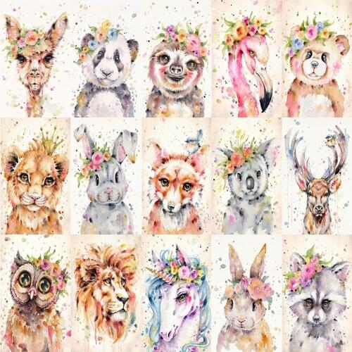 New 5D DIY Full Round Drill Diamond Painting Color Flower Animal Mosaic Kit Rhinestone Drawing Picture Home Decoration Art Craft