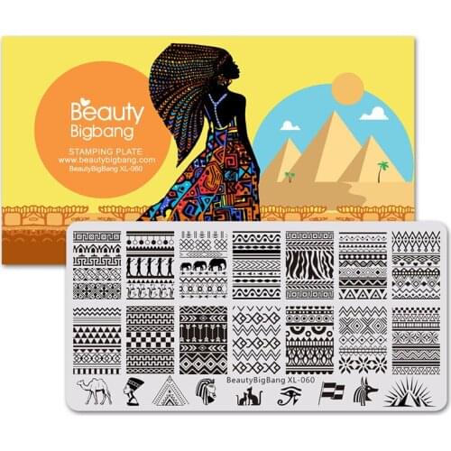 Nails BeautyBigBang Stamping Plate Set Geometric Egypt Cartoon Abstract Lines Nail Stamping Plates Template Nail Art XL-060