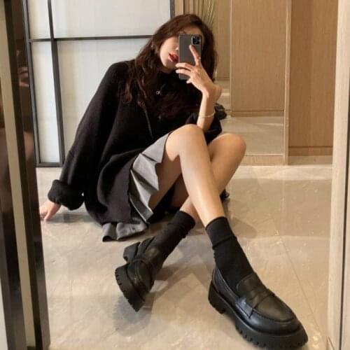 2021 Women Flats Shoes Real Leather Loafers Fashion Platform Casual Shoe Woman Office Lady Footwear All-match jk loafers Size 40