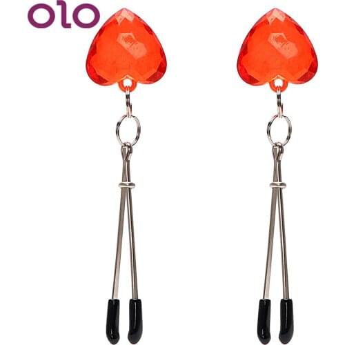 OLO Nipple Clamps Breast Clips Nipple Stimulator Flirting Teasing Heart Shape Adult Games Sex Toys for Couple Erotic Toys