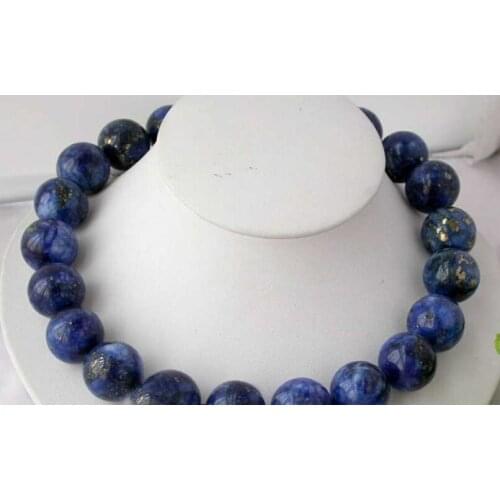 Beautiful 18" 16mm blue nature round lapis lazuli bead necklace