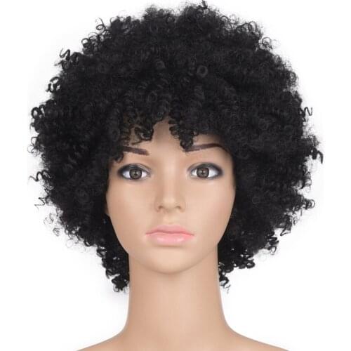 Ombre Brown Wigs Synthetic Short Black Cury Hair Extensions for Africa American Women