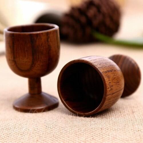 Portable Vintage Handmade Wooden Wine Goblet Drinking Cup Red Wine Goblet Beer Tea Coffee Cup Bar Accessories