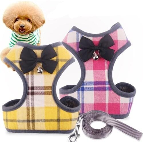 Small Dog Lead Leash Harness Pitbull Leash No Pull Dog Harnesses And Leash Set Bowknot Padded For Small Puppy Chihuahua Vest